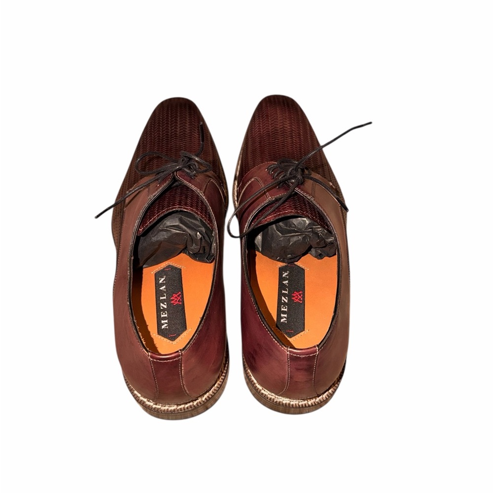 Mezlan Men’s Burgundy Woven Leather Dress Shoes Size 10 Medium - Picture 3 of 5